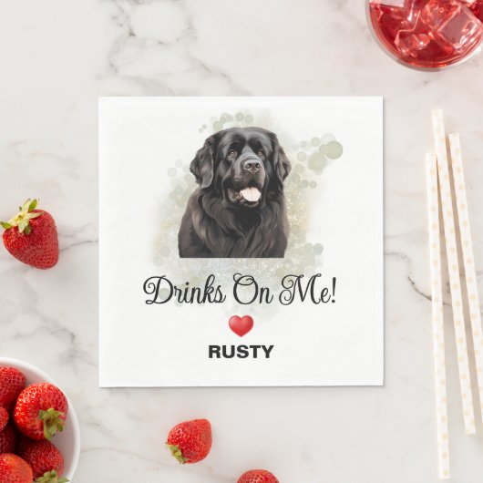 Drinks on Me Newfoundland Dog Photo Servet (Insitu)