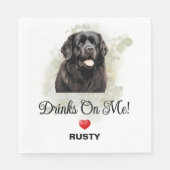 Drinks on Me Newfoundland Dog Photo Servet (Voorkant)