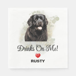 Drinks on Me Newfoundland Dog Photo Servet