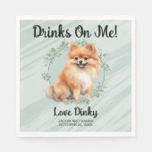 Drinks On Me! Pommerse hond trouw servetten (Voorkant)