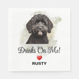 Drinks on Me Portuguese Waterdog Wedding Servet