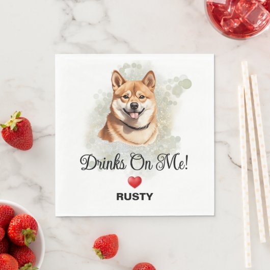 Drinks on Me Shiba Inu Wedding Servet (Insitu)