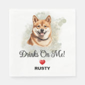 Drinks on Me Shiba Inu Wedding Servet (Voorkant)