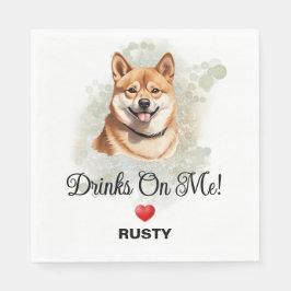 Drinks on Me Shiba Inu Wedding Servet