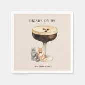 Drinks On Us | Cute Pet Cat Wedding Servet (Voorkant)