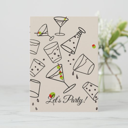 Drinks Party Invitation Kaart (Staand voorkant)