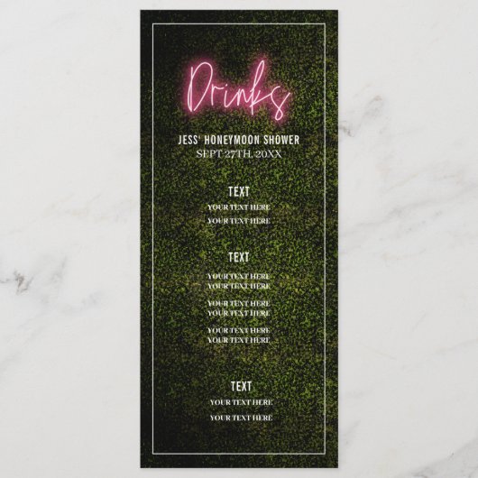 Drinks Party Shower Wedding Menu (Voorkant)