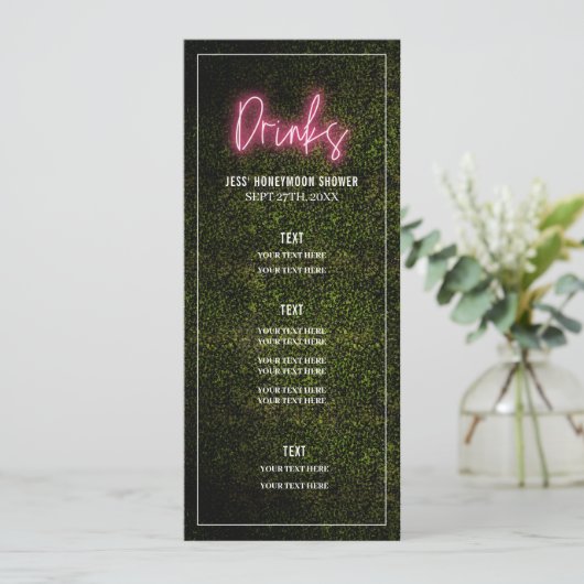 Drinks Party Shower Wedding Menu (Staand voorkant)