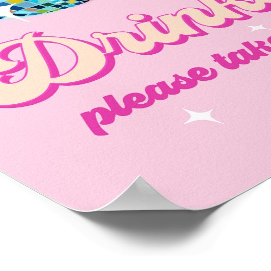 Drinks Table Disco Ball Retro Groovy Birthday Poster (Hoek)