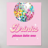Drinks Table Disco Ball Retro Groovy Birthday Poster (Voorkant)