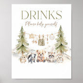 Drinks Woodland Adventure Boy Baby Shower Poster (Voorkant)