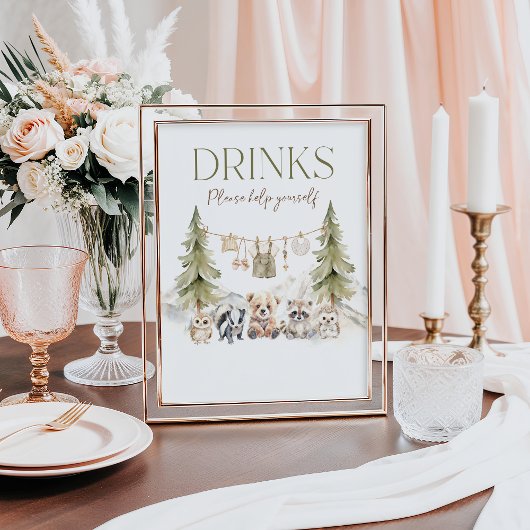 Drinks Woodland Adventure Boy Baby Shower Poster