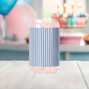 Drinkservies Set Blauw & Wit Streep Blikvorm Glas