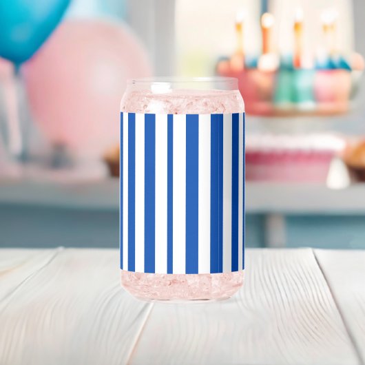 Drinkservies Set Blauw & Wit Streep Blikvorm Glas (Insitu (Baby Shower))