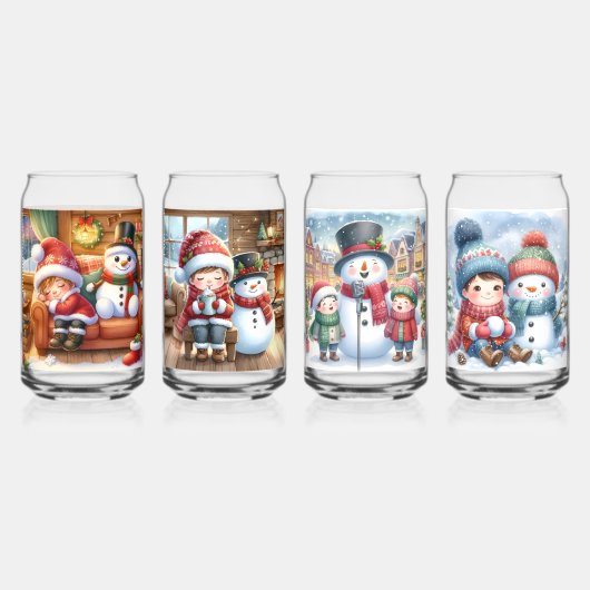 Drinkservieset-Kerstsneeuwman Blikvorm Glas (Voorkant)