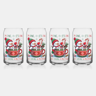 Drinkservieset-Kerstsneeuwman Blikvorm Glas