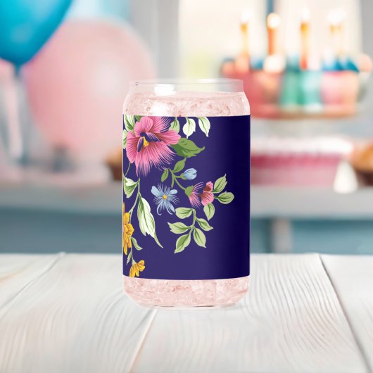 Drinkset Bloem Blauw Blik Glas (Insitu (Baby Shower))