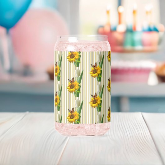 Drinkset Cute Zonnebloem Vlinder Blikvorm Glas (Insitu (Baby Shower))