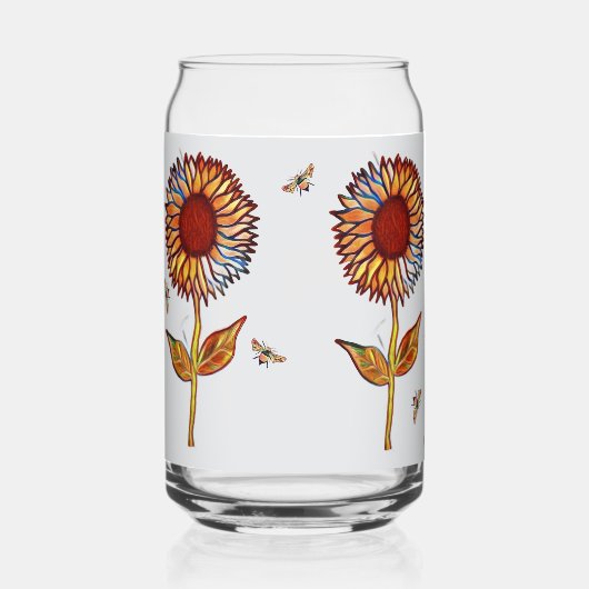Drinkset glazen zonnebloemen (Voorkant)