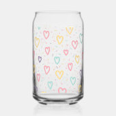 Drinkset Kleurrijke Liefde Rode Harten  Blikvorm Glas (Voorkant)