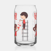 Drinkset Koppel Liefde Rode Harten  Blikvorm Glas (Voorkant)