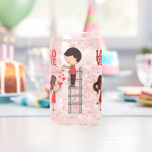 Drinkset Koppel Liefde Rode Harten Blikvorm Glas
