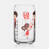 Drinkset Koppel Liefde Rode Harten  Blikvorm Glas (Achterkant)