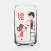 Drinkset Koppel Liefde Rode Harten  Blikvorm Glas (Links)