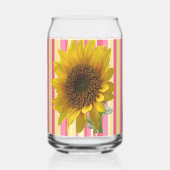 Drinkset Mooie Zonnebloem Roze Streep Blikvorm Glas (Voorkant)