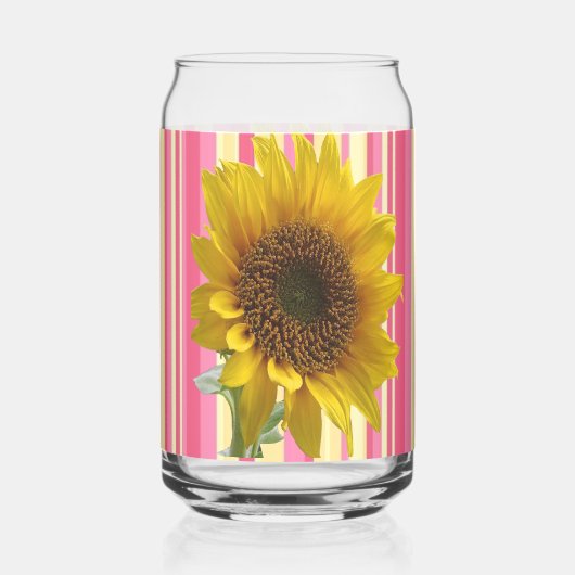 Drinkset Mooie Zonnebloem Roze Streep Blikvorm Glas (Achterkant)