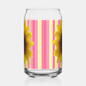 Drinkset Mooie Zonnebloem Roze Streep Blikvorm Glas (Rechts)