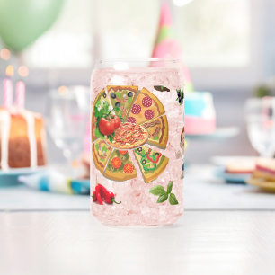 Drinkset Pizza Tijd Blikvorm Glas