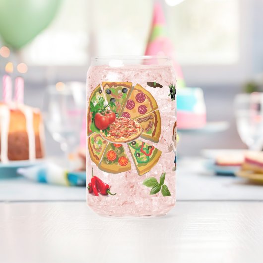 Drinkset Pizza Tijd Blikvorm Glas (Insitu (Verjaardag))