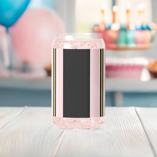 Drinkset Roze & Wit Goud Zwart Streep Blikvorm Glas (Insitu (Baby Shower))
