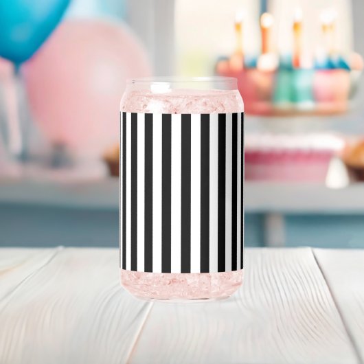 Drinkset Zwart & Witte Streep Blikvorm Glas (Insitu (Baby Shower))