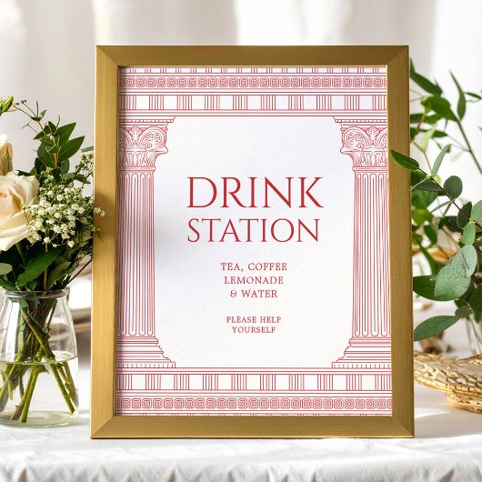 Drinkstation poster voor godinnenfeest