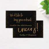 Drinktickets, gouden glitterscript en confetti visitekaartjes (Bureau)