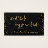 Drinktickets, gouden glitterscript en confetti visitekaartjes (Voorkant)