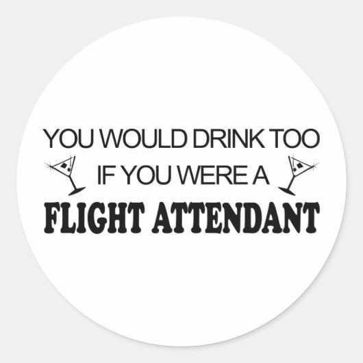DrinkTo - Flight Attendant Ronde Sticker (Voorkant)