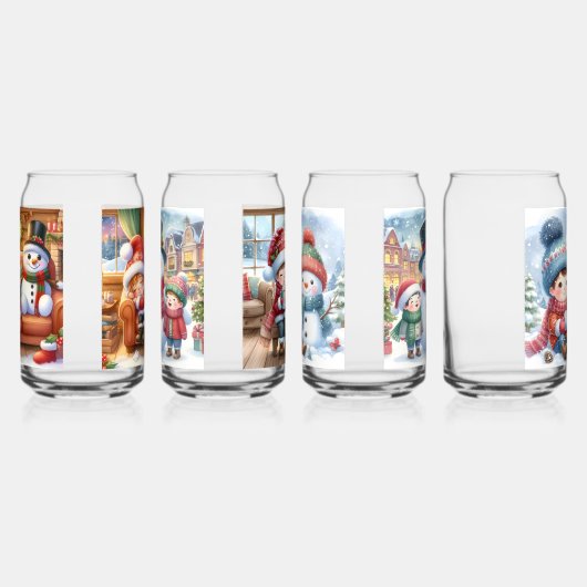 Drinkware Set-Christmas Snowman Blikvorm Glas (Rechts)