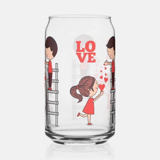 Drinkware Set Couple Love Red Hearts  Blikvorm Glas (Achterkant)