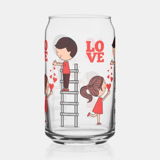 Drinkware Set Couple Love Red Hearts  Blikvorm Glas (Rechts)