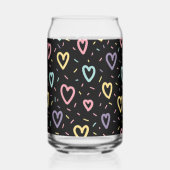 Drinkware Set Cute Black Colorful Hearts Blikvorm Glas (Voorkant)
