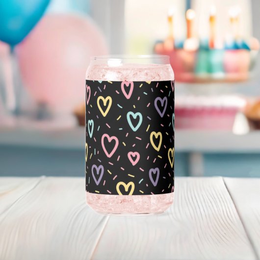 Drinkware Set Cute Black Colorful Hearts Blikvorm Glas (Insitu (Baby Shower))