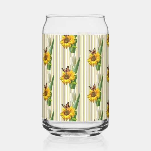 Drinkware Set Cute Sunflower Butterfly  Blikvorm Glas (Achterkant)