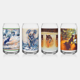 Drinkware Set-Dogs in de winter Blikvorm Glas