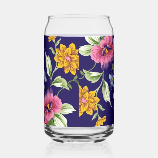 Drinkware Set Floral Blue Can Glass Blikvorm Glas (Rechts)