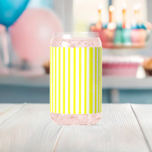 Drinkware Set Geel & Wit Streep Blikvorm Glas