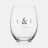 Drinkware Set  Initialen voor bruiloft Wijnglas Zonder Voet (Voorkant)