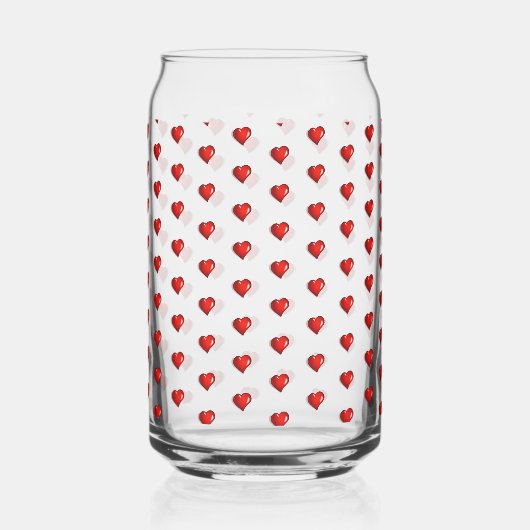 Drinkware Set Love Red Hearts Blikvorm Glas (Voorkant)
